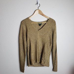 Lauren Ralph Lauren Gold Metal Beaded Sweater